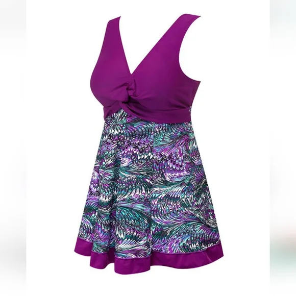 Size Medium new Purple swimdress swimsuit swim dress one piece - Picture 3 of 4